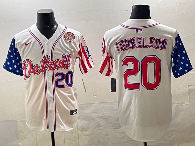 Men Detroit Tigers 20 Torkelson White National Flags 2025 Nike MLB Jersey style 05